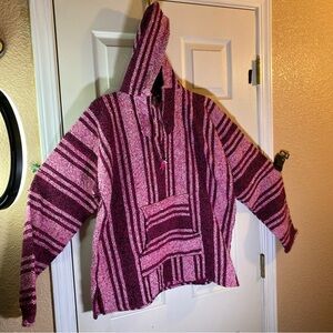Artesanias La Malinche Capucha Mens XL Hoodie Poncho Mexico Baja Drug Rug Adult
